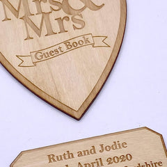 ukgiftstoreonline Mrs and Mrs Personalised White Wedding Guest Book Wooden Engraving - ukgiftstoreonline