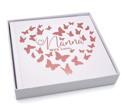 ukgiftstoreonline Nanna With Love Photo Album Keepsake Gift Butterfly Rose Gold Design - ukgiftstoreonline