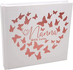 ukgiftstoreonline Nanna With Love Photo Album Keepsake Gift Butterfly Rose Gold Design - ukgiftstoreonline