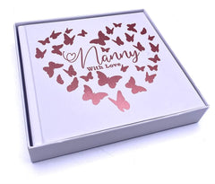 ukgiftstoreonline Nanny With Love Photo Album Keepsake Gift Butterfly Rose Gold Design - ukgiftstoreonline