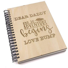 ukgiftstoreonline New Dad To Be Pregnancy Announcement Gift Notebook With Wooden Cover - ukgiftstoreonline