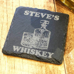 ukgiftstoreonline Personalised Any Name Whiskey Stone Slate Coaster Gift - ukgiftstoreonline