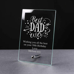 ukgiftstoreonline Personalised Best Dad Ever Glass Plaque - ukgiftstoreonline