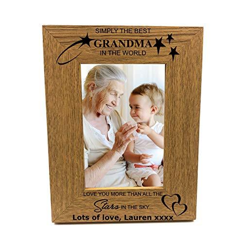 ukgiftstoreonline Personalised Best Grandma Portrait Wooden Photo Frame Gift - ukgiftstoreonline