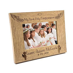 ukgiftstoreonline Personalised Boy's First Holy Confirmation Wooden Photo Frame Gift - ukgiftstoreonline