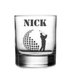 ukgiftstoreonline Personalised Engraved Clear Golf Design Whisky glass Gift All occasions - ukgiftstoreonline
