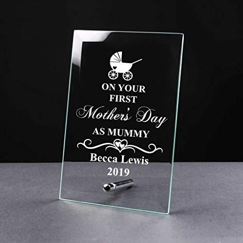 ukgiftstoreonline Personalised First Mothers Day As Mummy Engraved Glass Plaque Gift - ukgiftstoreonline