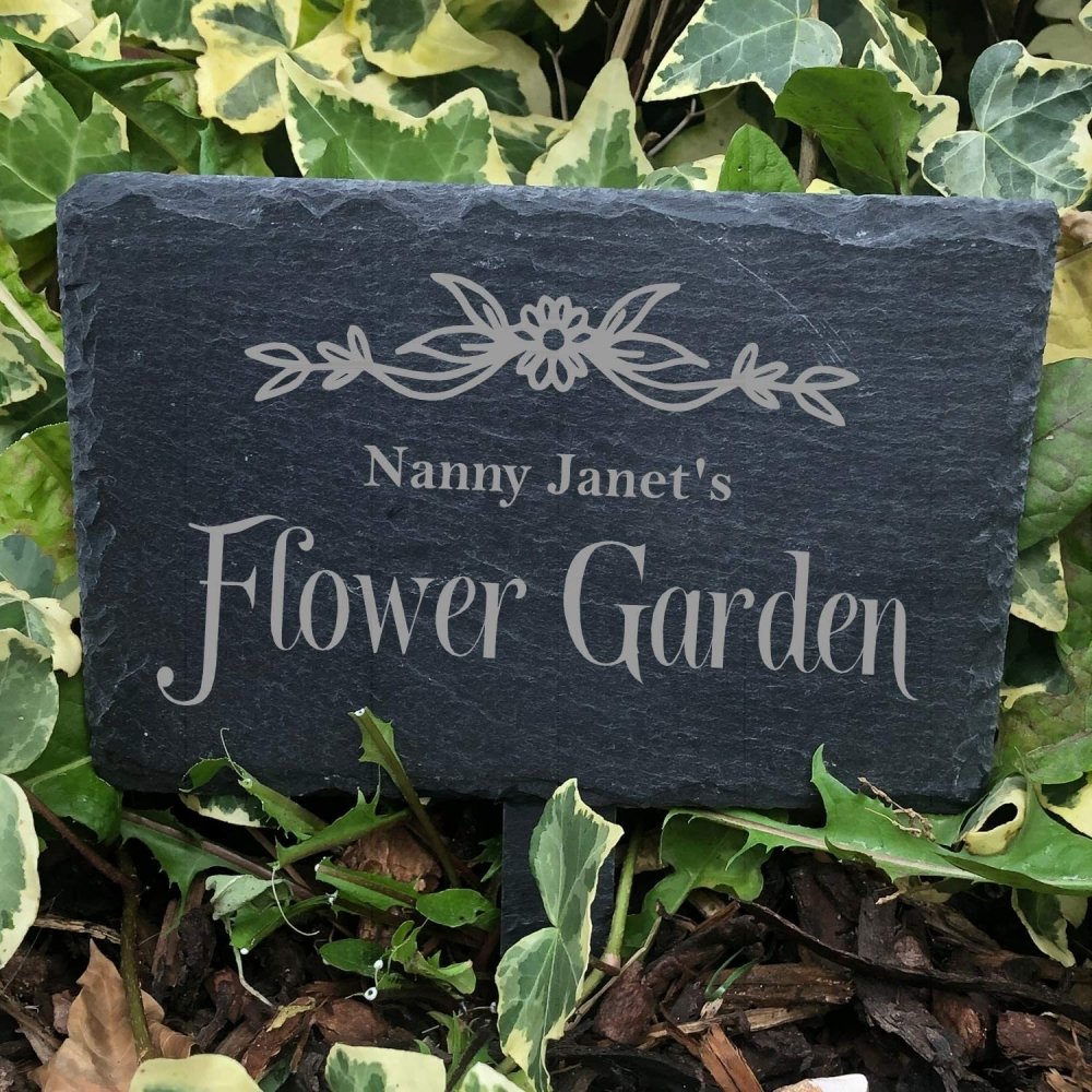 ukgiftstoreonline Personalised Flower Garden Slate Marker - ukgiftstoreonline
