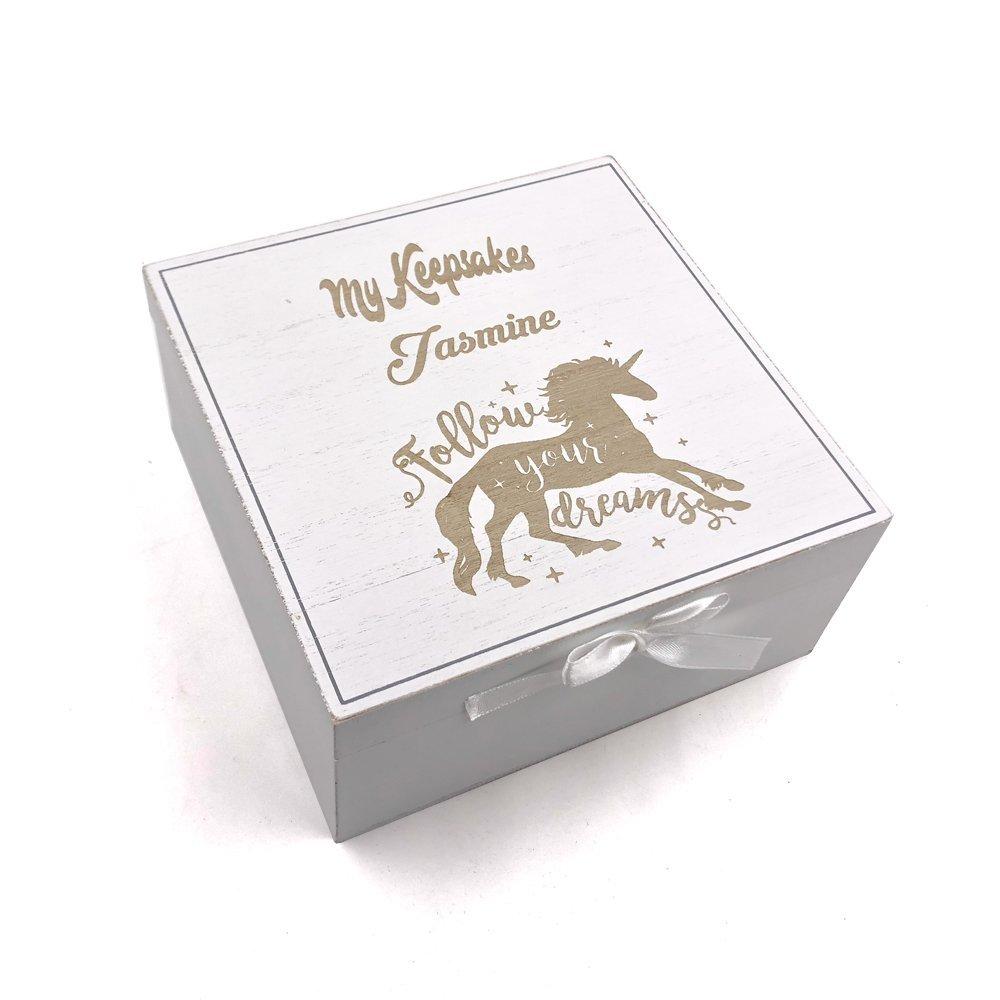 ukgiftstoreonline Personalised Follow Your Dreams Unicorn Keepsake Box Gift - ukgiftstoreonline