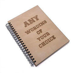 ukgiftstoreonline Personalised Gift Notebook With Wooden Cover Engraved Any Message NB-8 - ukgiftstoreonline