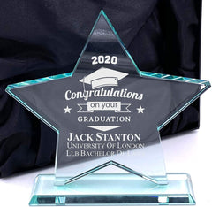 ukgiftstoreonline Personalised Graduation Congratulation Engraved Large Jade Glass Star Keepsake - ukgiftstoreonline