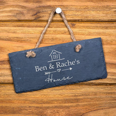 ukgiftstoreonline Personalised House Names Hanging Stone Slate Plaque New Home Gift - ukgiftstoreonline