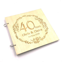 ukgiftstoreonline Personalised Large Wooden 40th Anniversary Scrapbook Photo Album Keepsake - ukgiftstoreonline