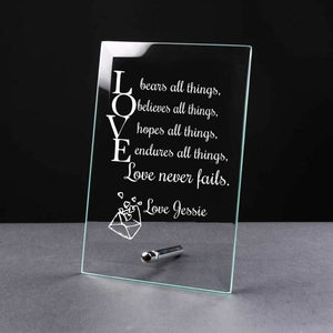ukgiftstoreonline Personalised Love Bears All Gift Glass Plaque With Sentiment - ukgiftstoreonline