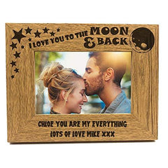 ukgiftstoreonline Personalised Love You To The Moon And Back Wooden Photo Frame Gift - ukgiftstoreonline