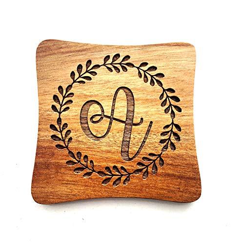 ukgiftstoreonline Personalised Monogram Wood Coaster Gift - ukgiftstoreonline