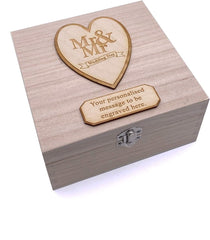 ukgiftstoreonline Personalised Mr and Mr Wooden Keepsake Memory Wedding Gift Box - ukgiftstoreonline