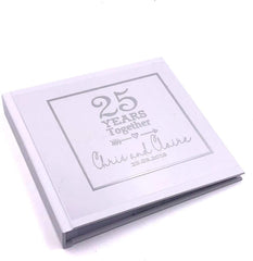 ukgiftstoreonline Personalised Silver 25th Elegant Photo Album Boxed - ukgiftstoreonline