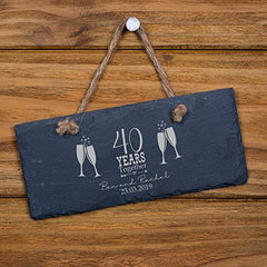 ukgiftstoreonline Personalised Slate 40th Anniversary Plaque Gift - ukgiftstoreonline