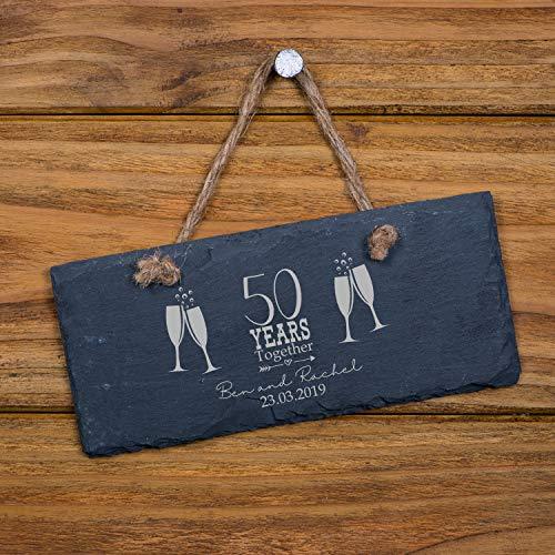 ukgiftstoreonline Personalised Slate 50th Anniversary Plaque Gift - ukgiftstoreonline