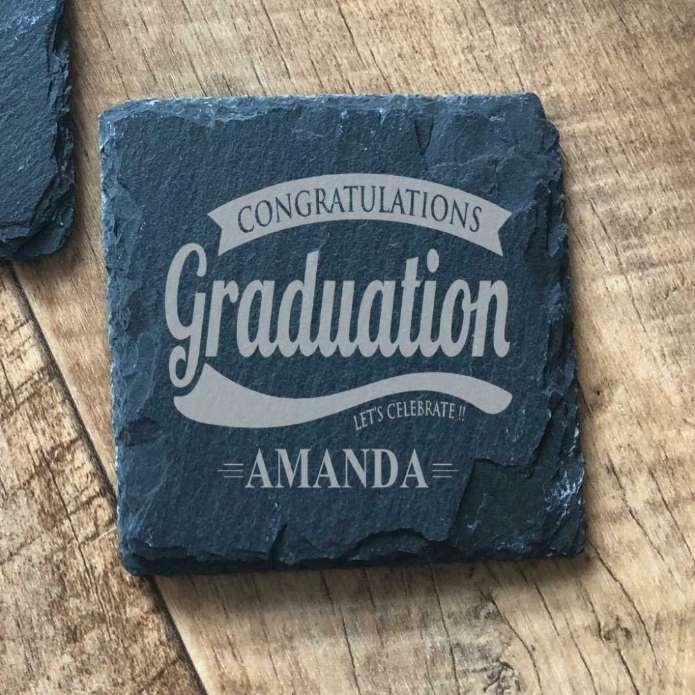 ukgiftstoreonline Personalised Slate Stone Coaster Graduation Gift - ukgiftstoreonline