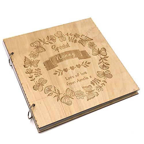 ukgiftstoreonline Personalised Special Nanny Engraved Large Wooden Scrapbook Photo Album - ukgiftstoreonline