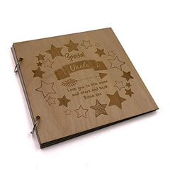 ukgiftstoreonline Personalised Special Uncle Engraved Large Wooden Scrapbook Photo Album - ukgiftstoreonline