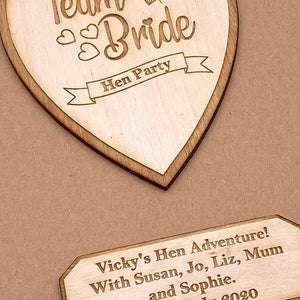 ukgiftstoreonline Personalised Team Bride Hen Party Scrapbook Photo Album With Wooden Engraving - ukgiftstoreonline