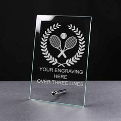ukgiftstoreonline Personalised Tennis Achievement Award Trophy Glass Plaque Gift - ukgiftstoreonline