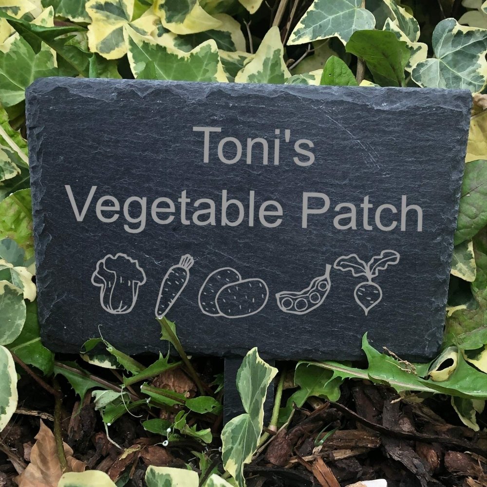 ukgiftstoreonline Personalised Vegetable Patch Slate Marker - ukgiftstoreonline