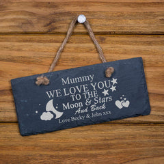 ukgiftstoreonline Personalised We Love You To The Moon any engraving Slate Plaque Gift - ukgiftstoreonline