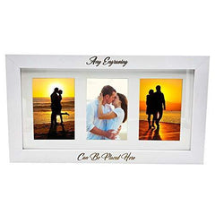 ukgiftstoreonline Personalised White Wooden Triple Photo 6 x 4 Frame Custom Engraved Any Message C48 - ukgiftstoreonline