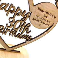 ukgiftstoreonline Personalised Wooden Freestanding Heart Birthday Gift For Her With Message 13th, 16th, 18th, 21st, 30th, 40th, 50th, 60th, 70th - ukgiftstoreonline
