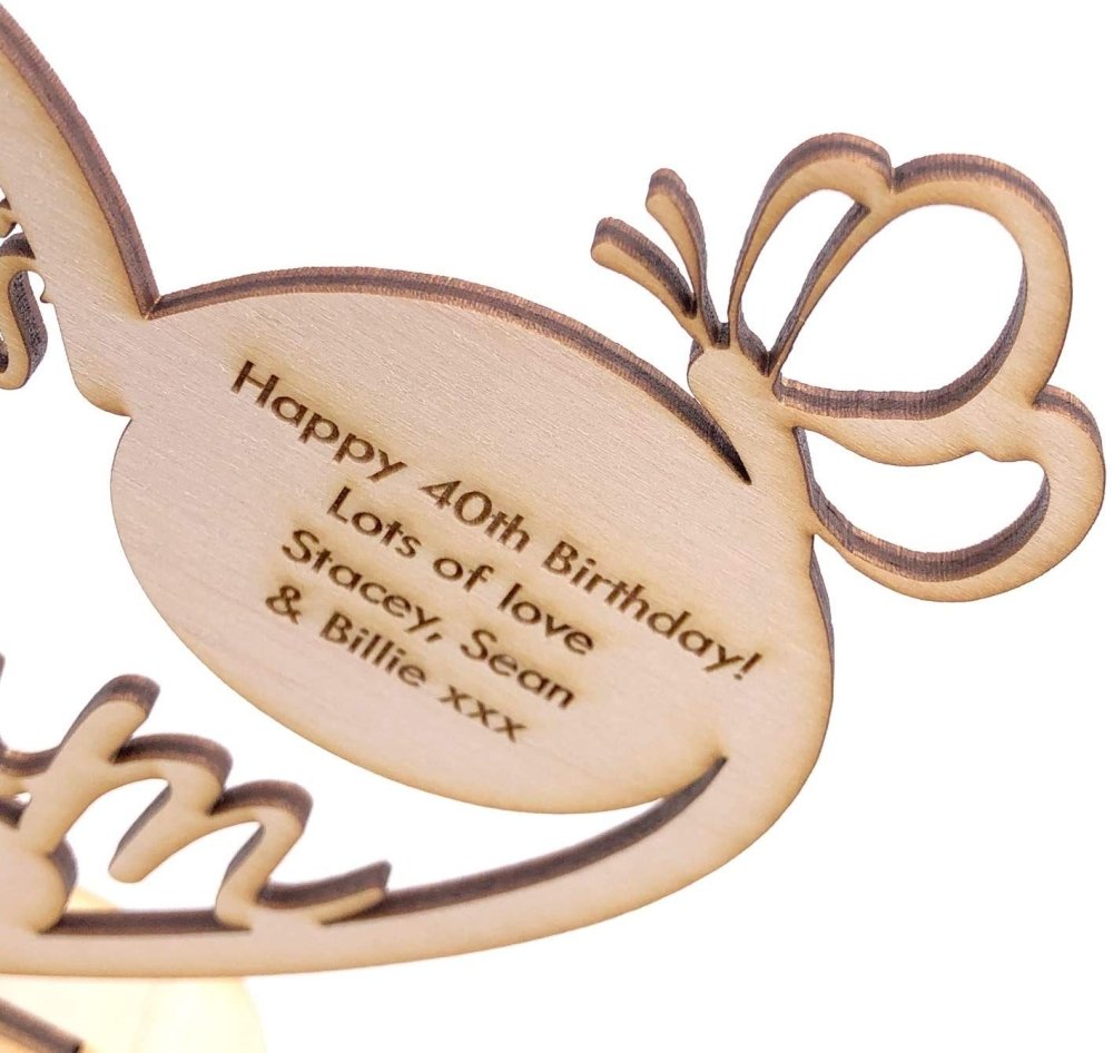 ukgiftstoreonline Personalised Wooden Freestanding Heart Gift For Mum With Message - ukgiftstoreonline