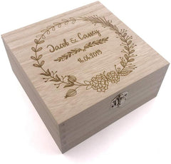 ukgiftstoreonline Personalised Wooden Keepsake Box Wedding Memory Engraved Gifts Any Name - ukgiftstoreonline