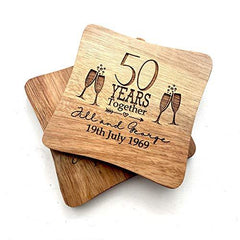 ukgiftstoreonline Set Of Two Personalised Wedding Anniversary Coasters Gift 5th, 10th, 25th, 30th, 40th, 50th, 60th anniversary - ukgiftstoreonline