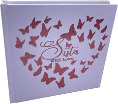 ukgiftstoreonline Sister With Love Photo Album Keepsake Gift Butterfly Rose Gold Design - ukgiftstoreonline