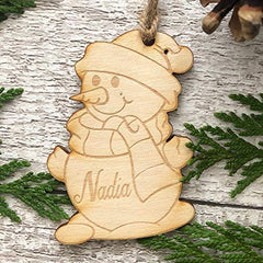 ukgiftstoreonline Snowman Shaped personalised Wooden Christmas Tree Decoration Bauble - ukgiftstoreonline