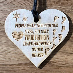 ukgiftstoreonline True Friends Leave Footprints Gift Engraved Wooden Plaque - ukgiftstoreonline