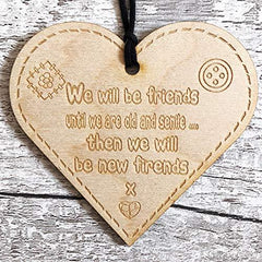ukgiftstoreonline We Will Be Friends Until We Are Old Button Range Wood Heart Gift - ukgiftstoreonline