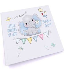 ukgiftstoreonline Personalised Baby Boy Photo album with elephant Design