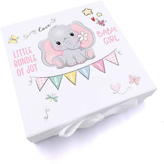 ukgiftstoreonline Personalised Baby Girl Keepsake Memory Box Elephant Design