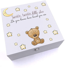 ukgiftstoreonline Personalised Luxury Wooden Baby Keepsake Box Twinkle Twinkle Little Star