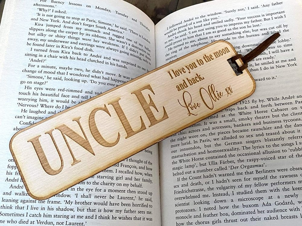 Uncle Gift Personalised Wooden Engraved Bookmark - ukgiftstoreonline