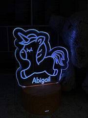 Unicorn Themed Personalised LED Children's Night lamp 7 Colour Changing - ukgiftstoreonline