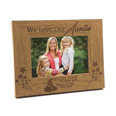 We Love Our Auntie To The Moon and Back Wooden Photo Frame Gift - ukgiftstoreonline