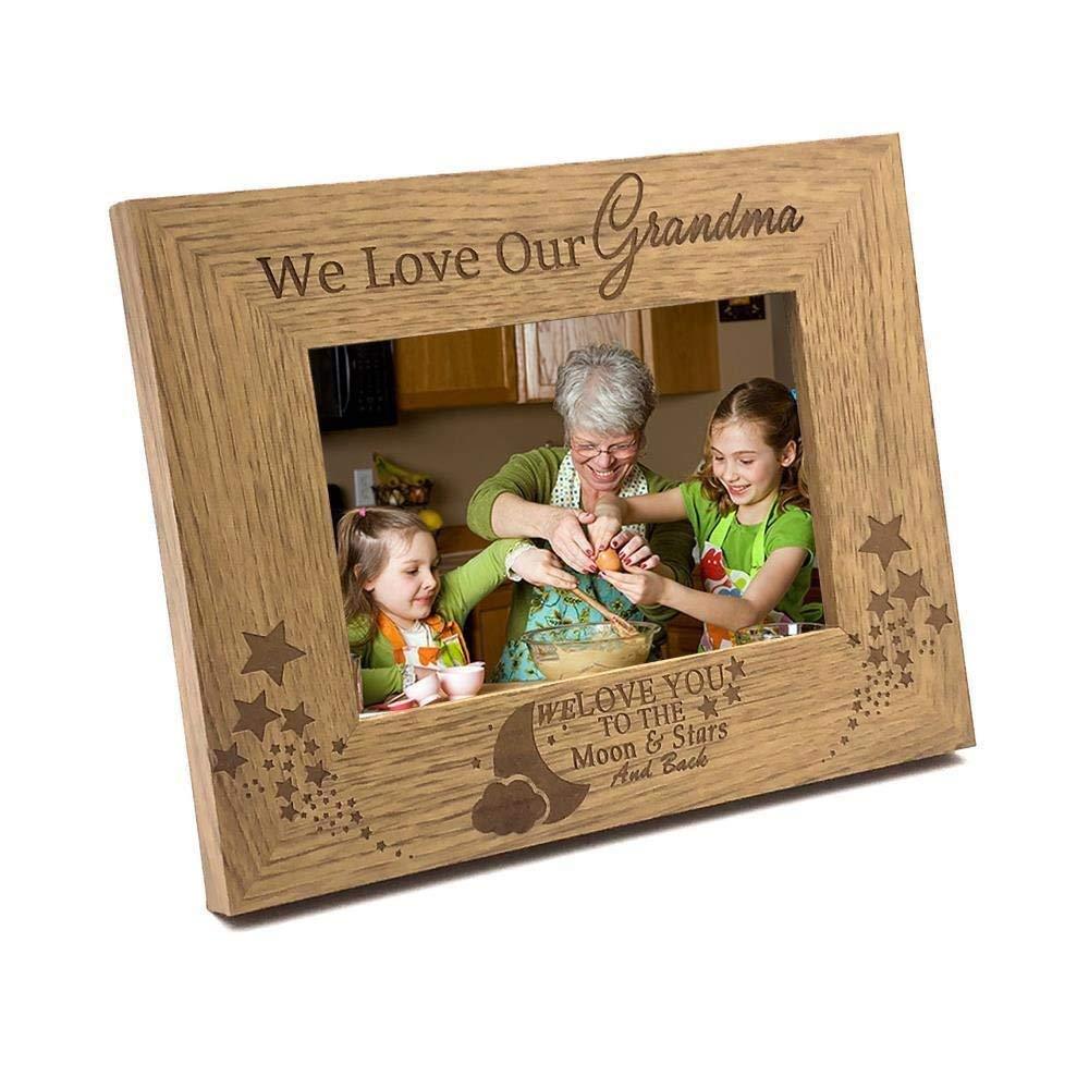 We Love Our Grandma To The Moon and Back Wooden Photo Frame Gift - ukgiftstoreonline