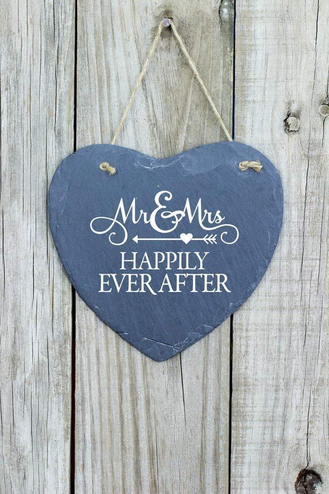 Wedding Gift Large Slate Heart Mr and Mrs Plaque - ukgiftstoreonline