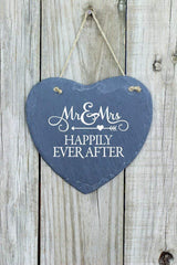 Wedding Gift Large Slate Heart Mr and Mrs Plaque - ukgiftstoreonline