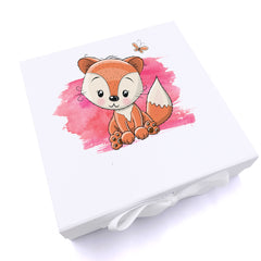 ukgiftstoreonline Personalised Baby Girl Cute Fox Design Keepsake Memory Box